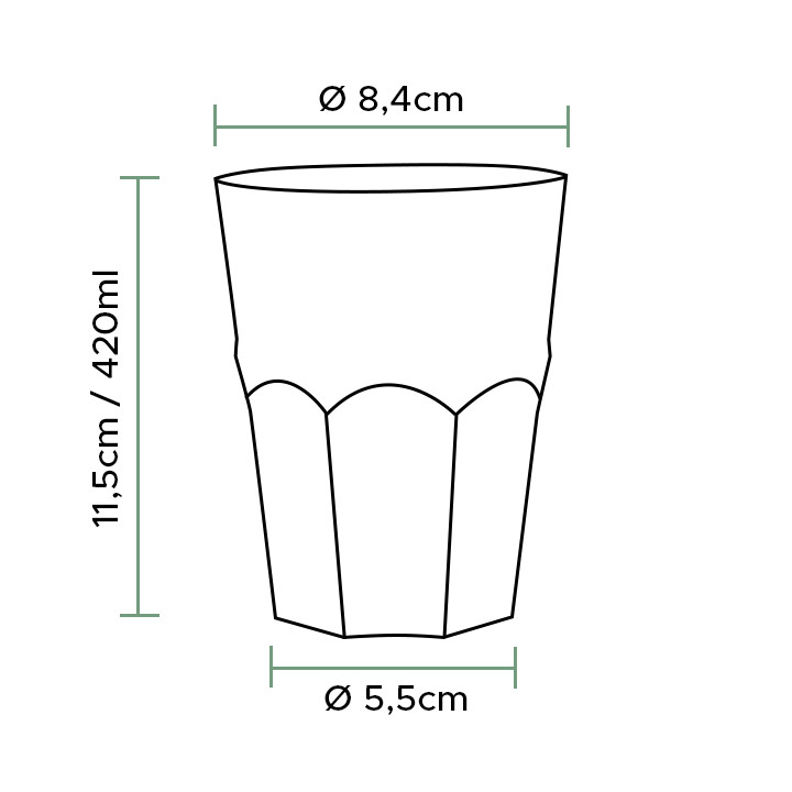 Reusable Unbreakable Cup PP Cocktail Clear Ø8,4cm 420ml (20 Units) 