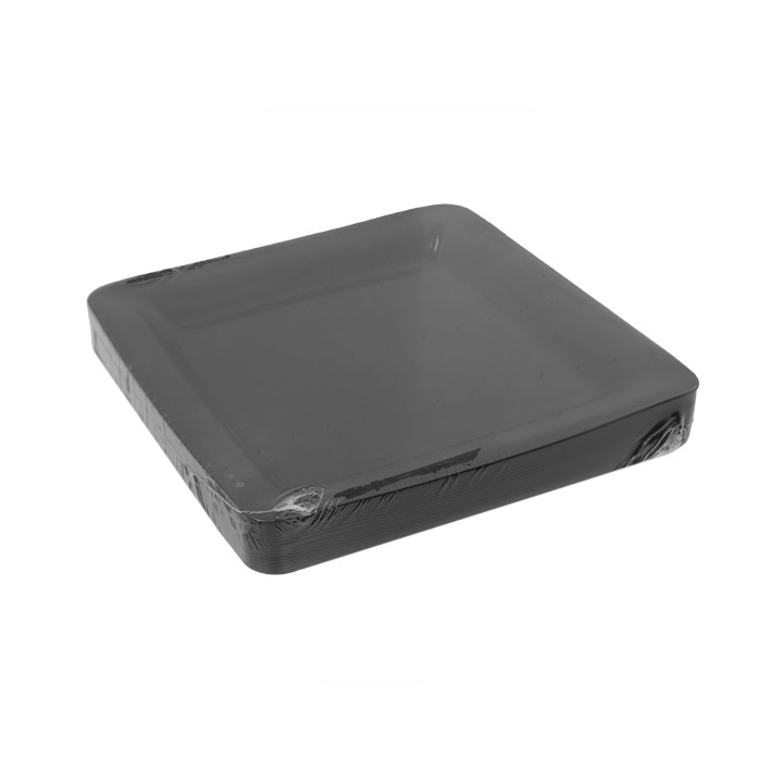 Reusable Square Plate in Extra Rigid PP Black 23x23cm (200 Units)