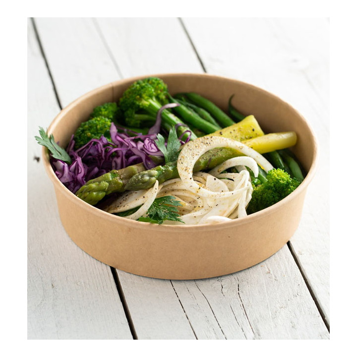 Salad Bowl Kraft Cardboard 950ml Ø18,5cm (300 Units)