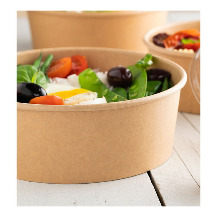 Salad Bowl Kraft Cardboard 1.300ml Ø18,5cm (300 Units)