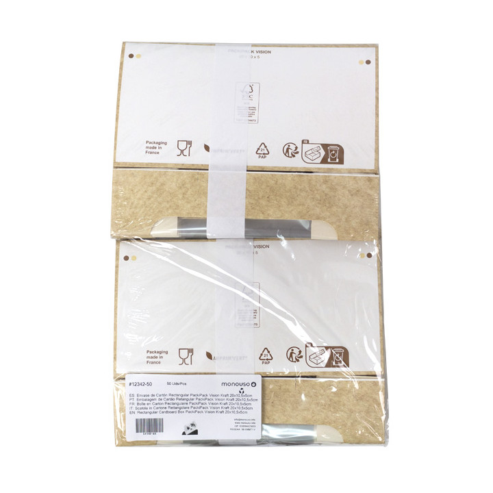 Rectangular Cardboard Box PackiPack Vision Kraft 20x10,5x5cm (50 Units)