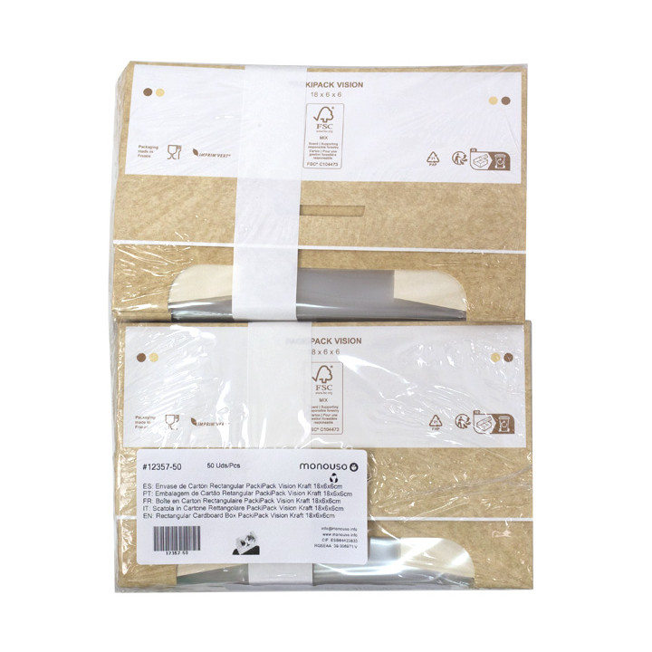 Rectangular Cardboard Box PackiPack Vision Kraft 18x6x6cm (50 Units)