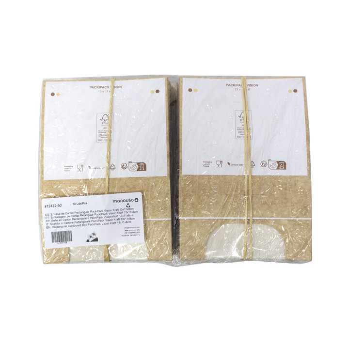 Rectangular Cardboard Box PackiPack Vision Kraft 13x11x8cm (50 Units)