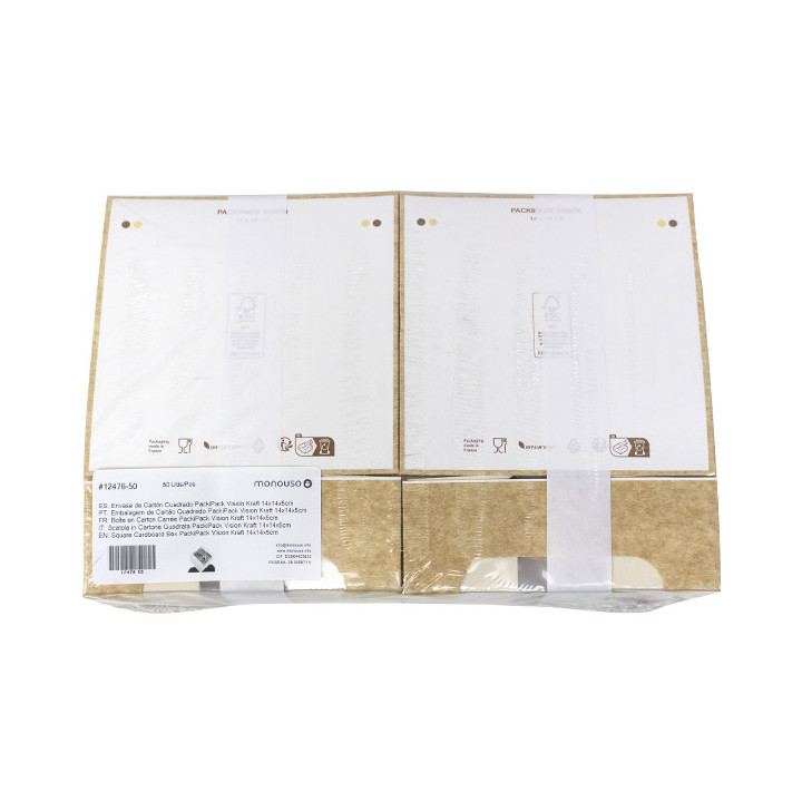 Square Cardboard Box PackiPack Vision Kraft 14x14x5cm (50 Units)