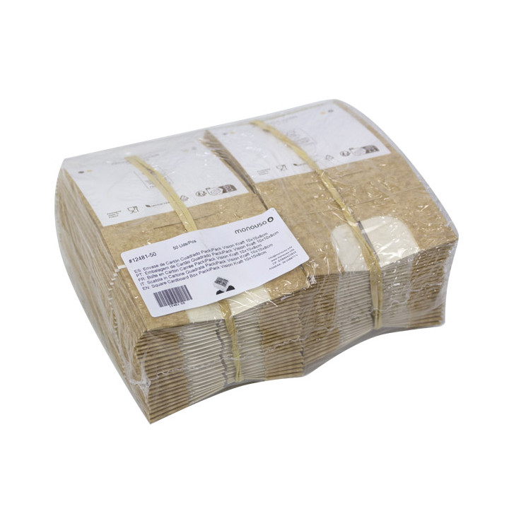 Square Cardboard Box PackiPack Vision Kraft 10x10x8cm (50 Units)