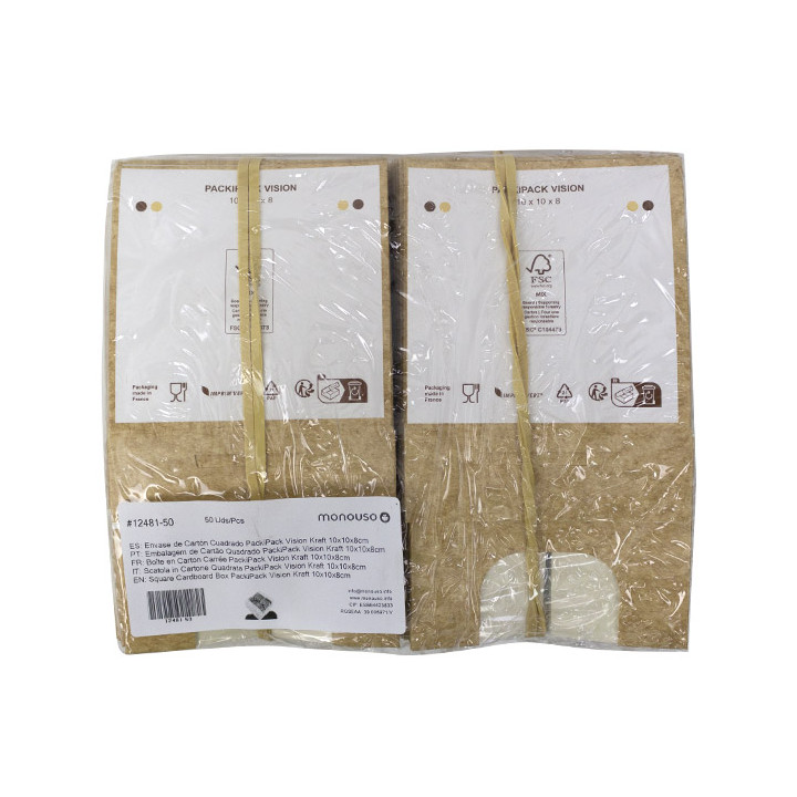 Square Cardboard Box PackiPack Vision Kraft 10x10x8cm (X Units)