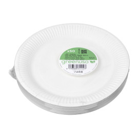 Round Paper Plate “Radial” White Ø23cm 200gr/m² (50 Units)