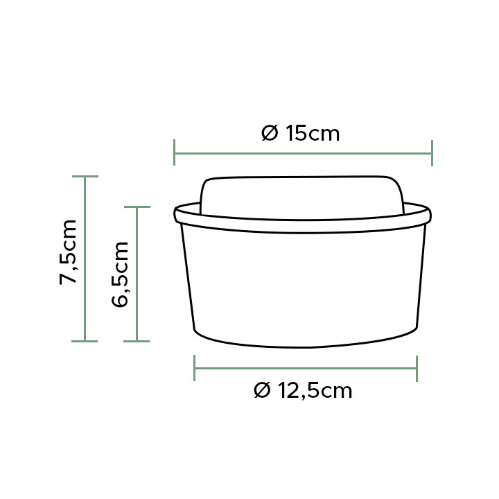 Paper Kraft-Kraft Soup Bowl with PET Lid 750ml Ø15cm (50 Units)