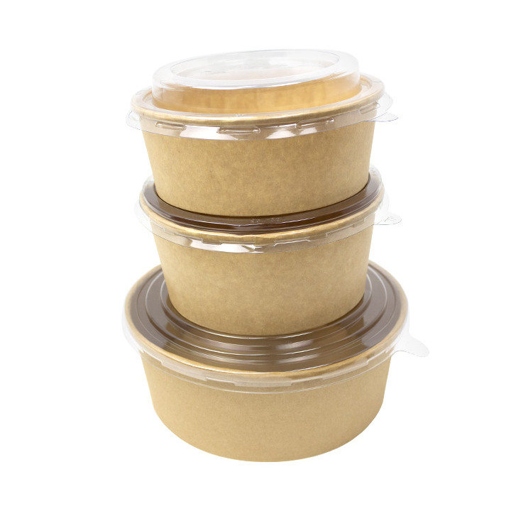 Paper Kraft-Kraft Soup Bowl with PET Lid 500ml Ø15cm (250 Units)