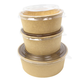 Paper Kraft-Kraft Soup Bowl with PET Lid 500ml Ø15cm (50 Units)