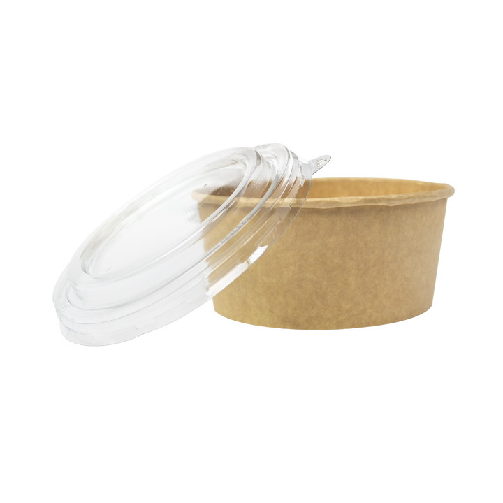 Paper Kraft-Kraft Soup Bowl with PET Lid 750ml Ø15cm (250 Units)