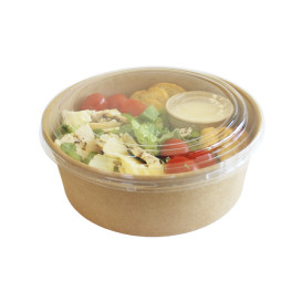 Paper Kraft-Kraft Soup Bowl with PET Lid 500ml Ø15cm (250 Units)
