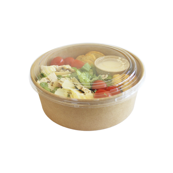 Paper Kraft-Kraft Soup Bowl with PET Lid 500ml Ø15cm (250 Units)