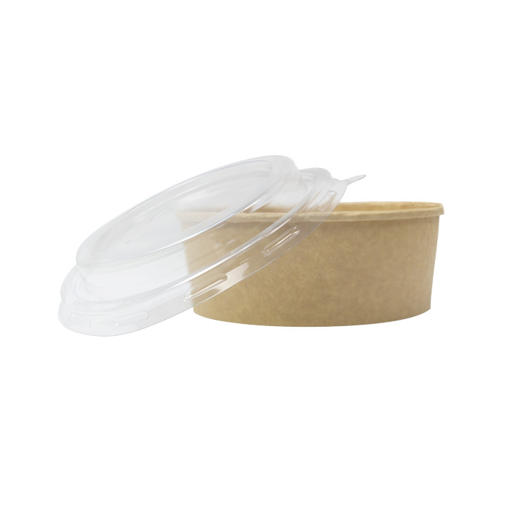 Paper Kraft-Kraft Soup Bowl with PET Lid 500ml Ø15cm (50 Units)