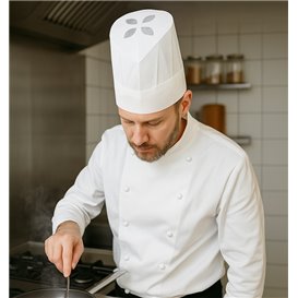 Disposable Chef Hat Pinstripe "TST" White (10 Units)