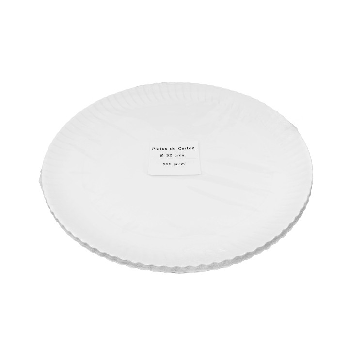 Paper Plate Round Shape White Ø32cm 600g/m² (50 Units)