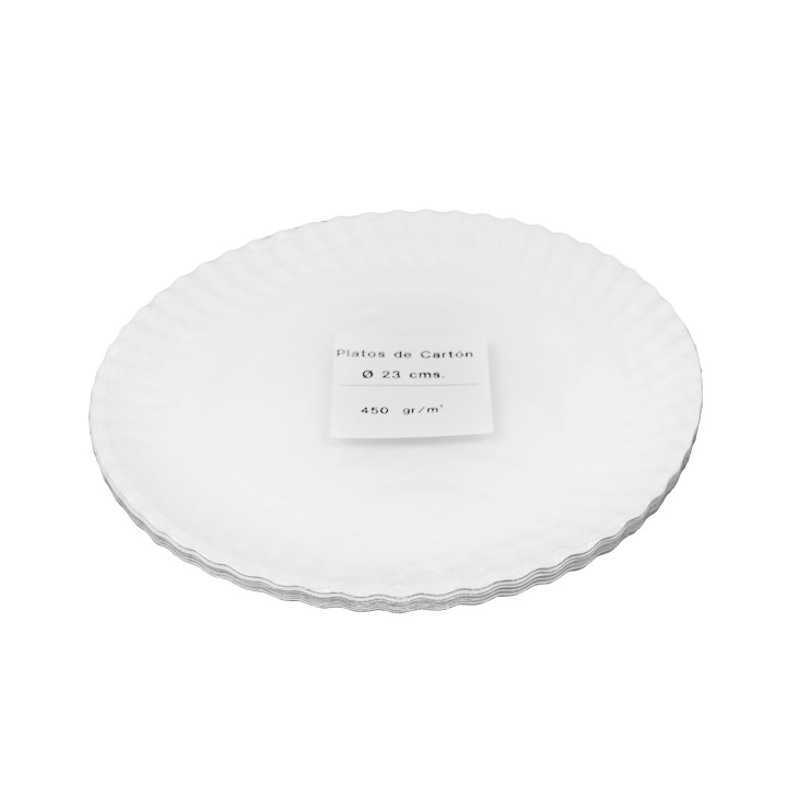 Paper Plate Round Shape White Ø23cm 450g/m² (50 Units)