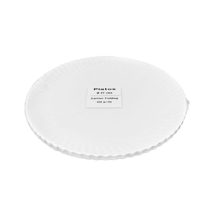 Paper Plate Round Shape White Ø27cm 550g/m² (50 Units)