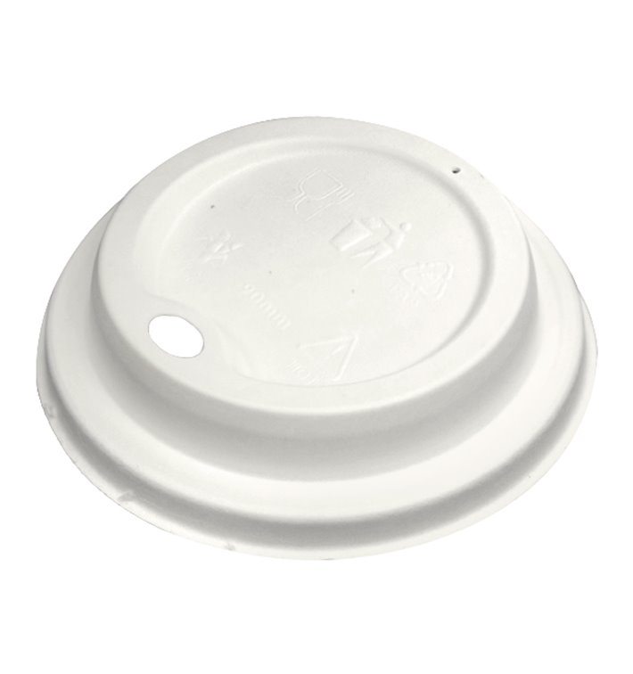 Lid with Hole of Moulded Cellulose Fibre White Ø9,0cm (1.000 Units)