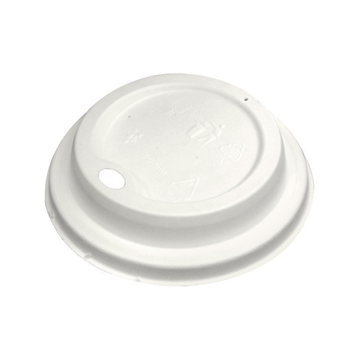 Lid with Hole of Moulded Cellulose Fibre White Ø9,0cm (50 Units)