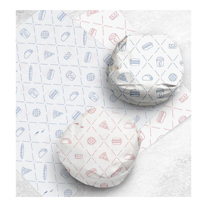 Eco Greaseproof Paper for Wrappling Blue 30x30cm (5.000 Units)