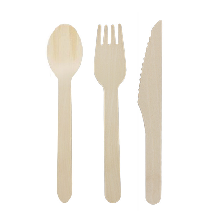 Wooden Cutlery Kit Fork, Knife Spoon (50 Units)