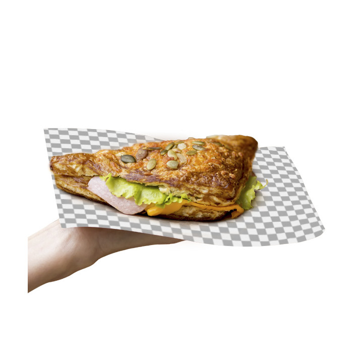 Paper Food Wrap Grease-Proof “Vichy” Black 20x24,5cm (1.000 Units)