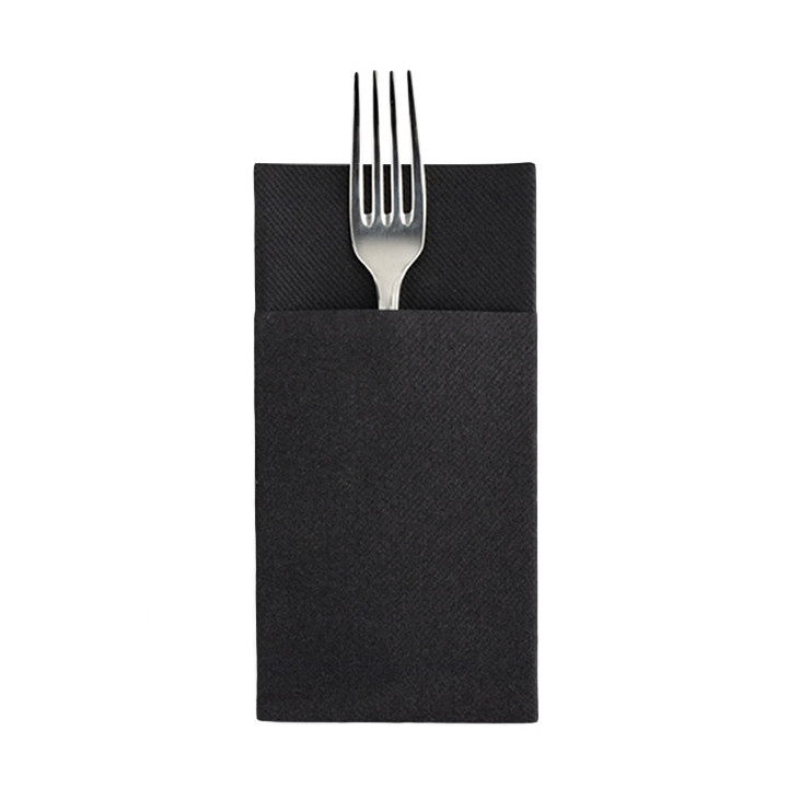 Pocket Fold Airlaid Napkins "Kanguro" Black 40x40cm (480 units)
