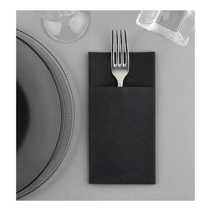 Pocket Fold Paper Airlaid Napkins Kanguro Black 33x40cm (480 units)