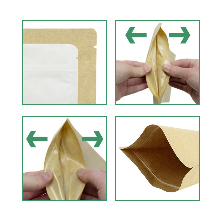 Paper Doypack Kraft with self closing and Window 20+10x30cm (50 Units)