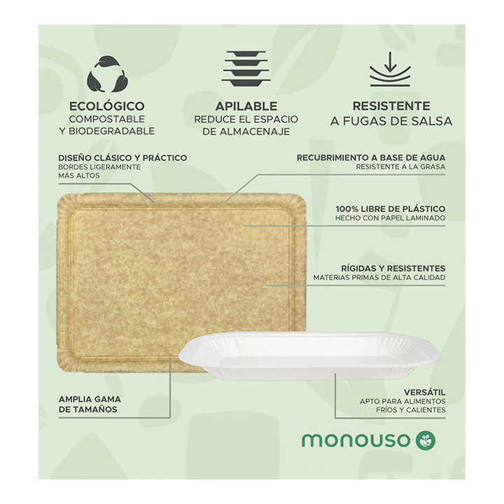Paper Tray Rectangular shape White 22x28cm (50 Units)