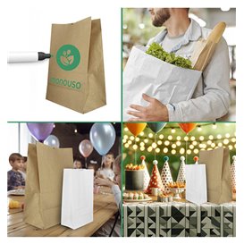 Paper Bag without Handle Kraft White 60g/m² 18+11x34cm (25 Units) 
