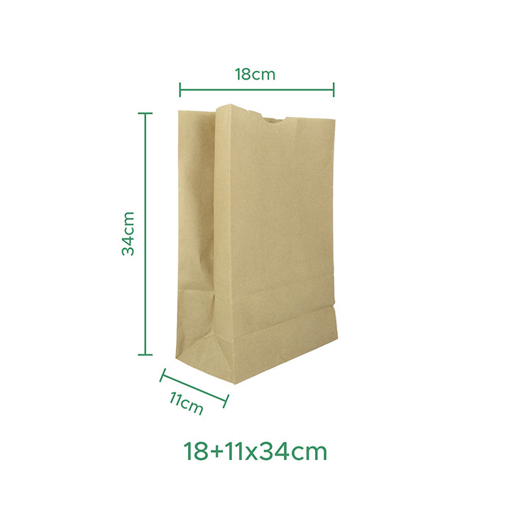 Paper Bag without Handle Kraft 60g/m² 18+11x34cm (25 Units) 