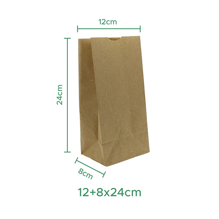 Paper Bag without Handle Kraft 50g/m² 12+8x24cm (1.000 Units)