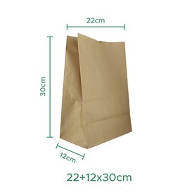 Paper Bag without Handle Kraft 50g/m² 22+12x30cm (25 Units)