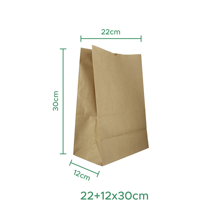Paper Bag without Handle Kraft 50g/m² 22+12x30cm (25 Units)