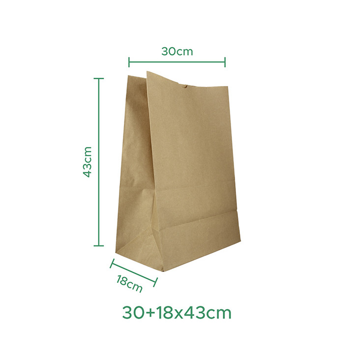 Paper Bag without Handle Kraft 75g/m² 30+18x43cm (25 Units)