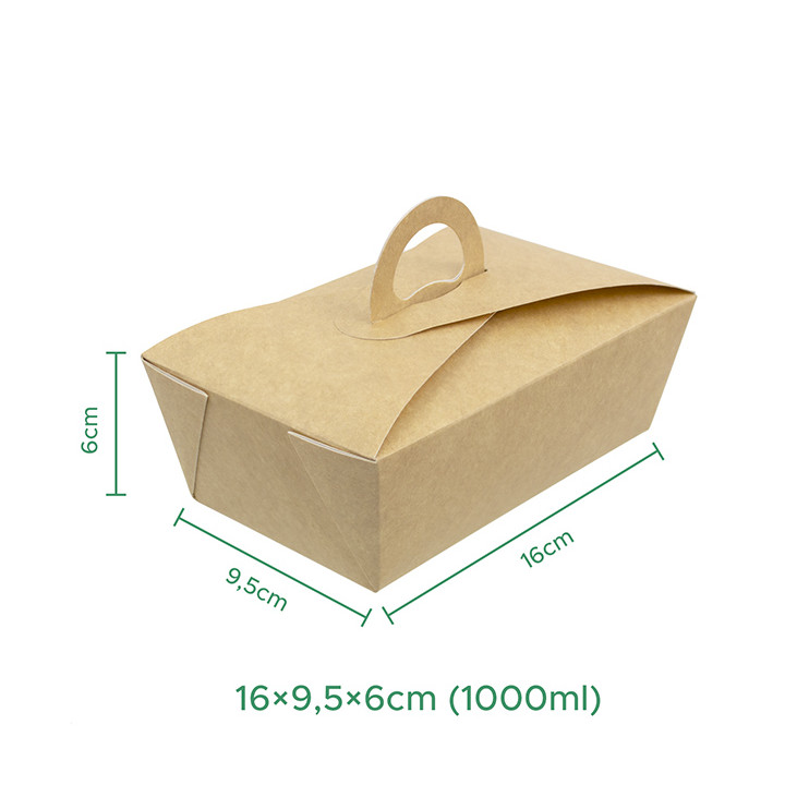 American Box with handles "Doggy Bag" Kraft 16x9,5x6cm (25 Units)