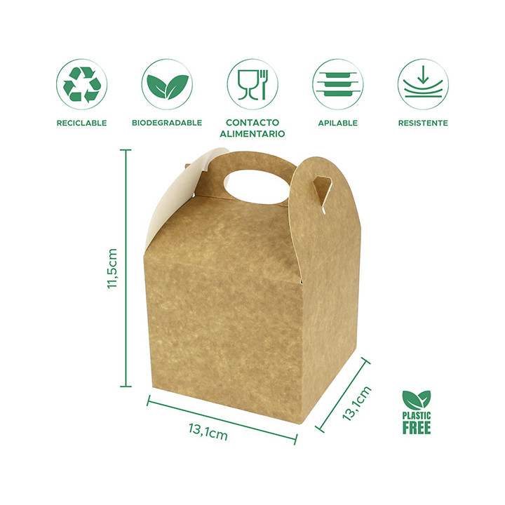 Paper Menu Box Kraft 13,1x13,1x11,5cm (25 Units)