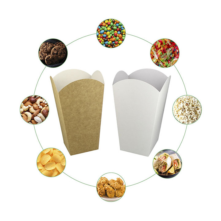 Paper Popcorn Box Large Size White 150gr 8,7x13x20,3cm (25 Units) 