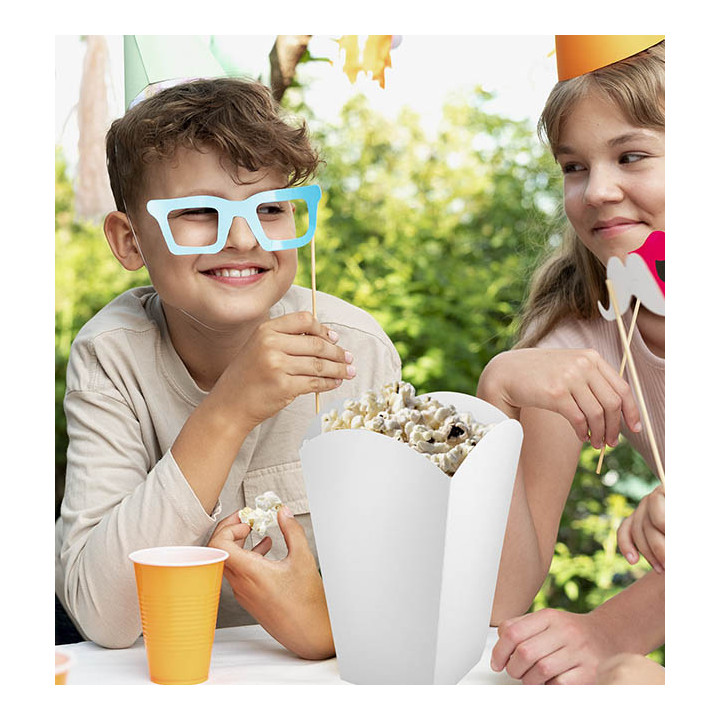 Paper Popcorn Box Large Size White 150gr 8,7x13x20,3cm (25 Units) 