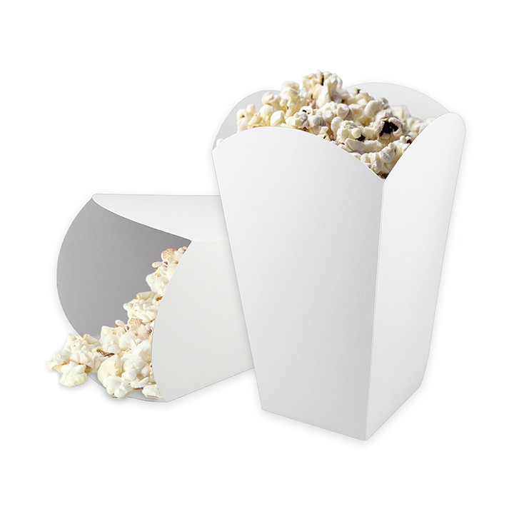 Paper Popcorn Box Medium Size White 90gr 7,8x10,5x18cm (350 Units)