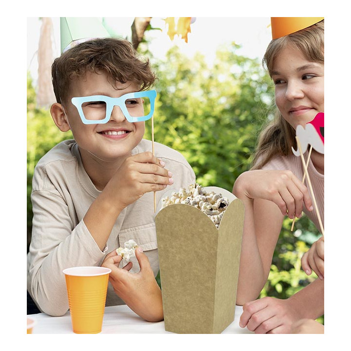Paper Popcorn Box Small Size Kraft 45g 6,5x8,5x15cm (25 Units)