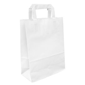 Paper Bag with Handles Kraft White 100g/m² 22+11x27cm (25 Units) 
