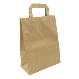 Flat Handle Kraft Paper Bags 80g/m² 22+10x28cm (50 Units)