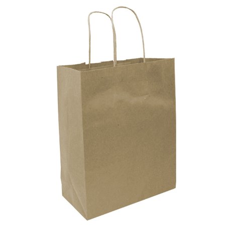 Bolsa de papel kraft con asas rizadas 22 + 10 x 28 cm