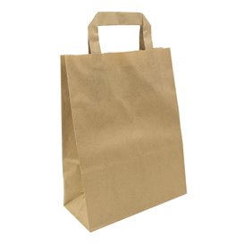 Flat Handle Kraft Paper Bags 80g/m² 22+10x28cm (250 Units)
