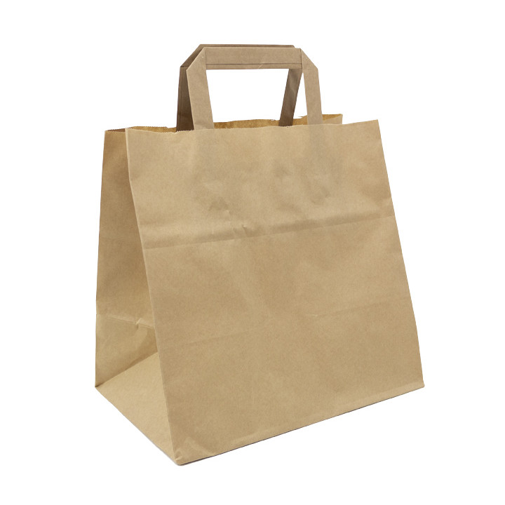 Paper Bag with Handles Kraft Flat 70g/m² 25+17x26cm (50 Units) 