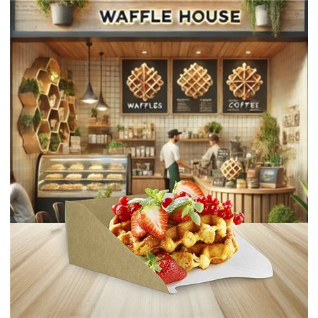 Envase kraft de cartón para gofres, crepes y productos de pastelería