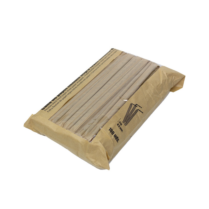 Paper Straw Flexible Pack Black White Stripes Wrapped  Ø0,6cm 21cm (100 Units)